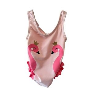 Carter’s  Pink Flamingo Ruffled One Piece Bathing Suit Girls 6M